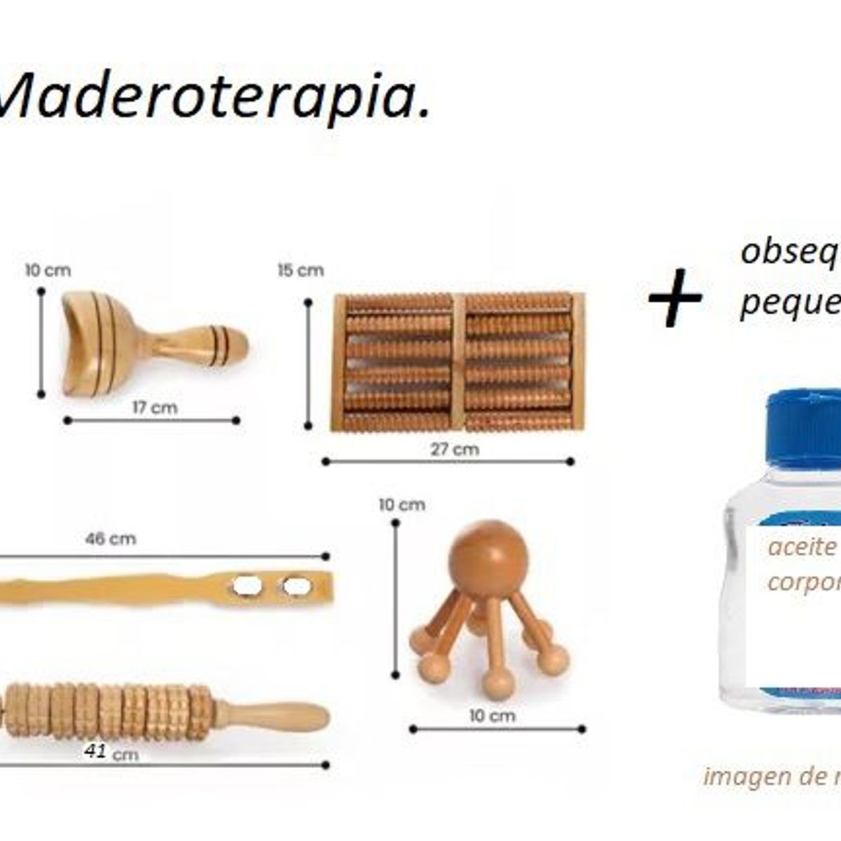 ARTESANAL - Kit Maderoterapia 6 Masajeadores Relajantes Reductores + aceite obsequio
