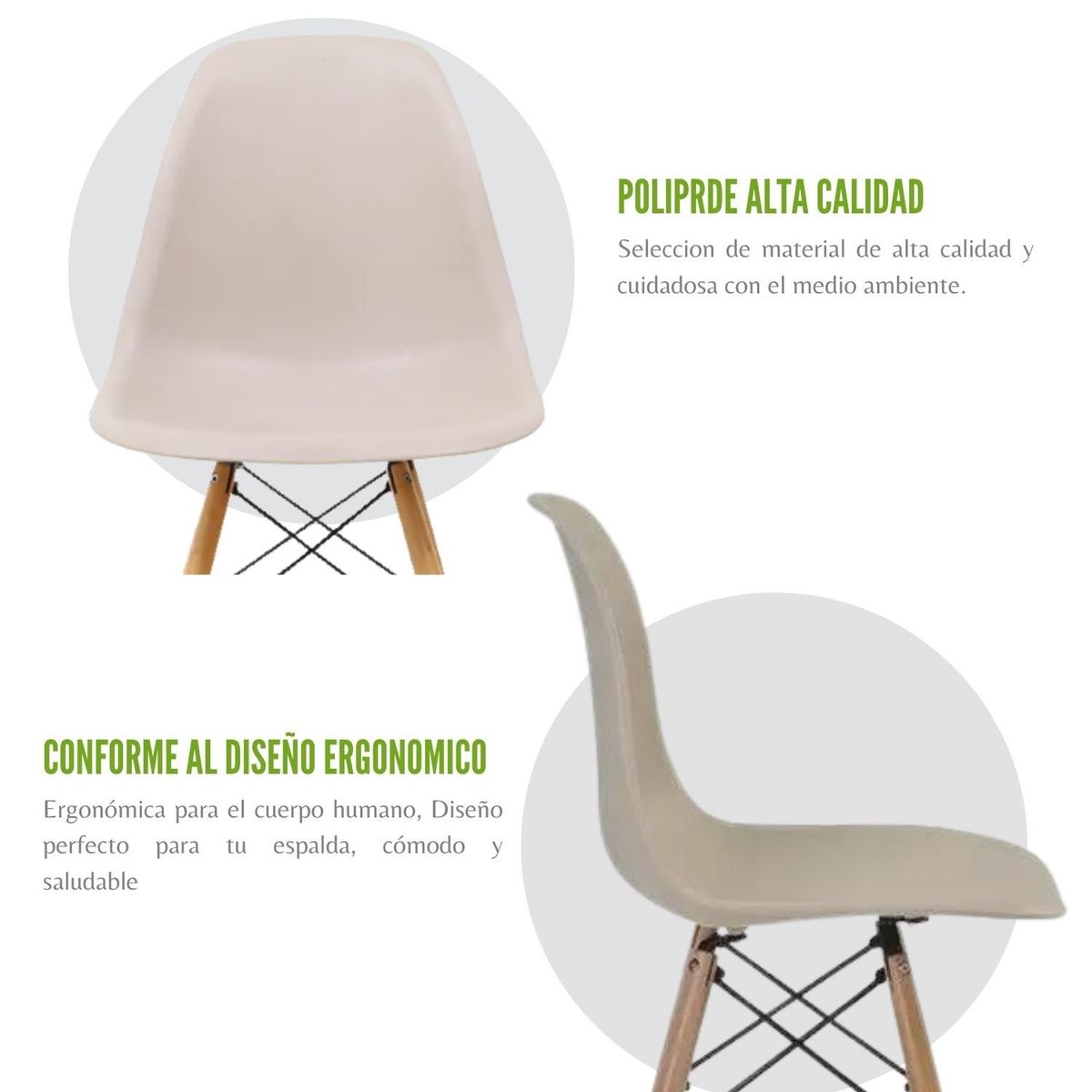 EKONOMODO COLOMBIA - Silla Auxiliar Eames Adulto Beige