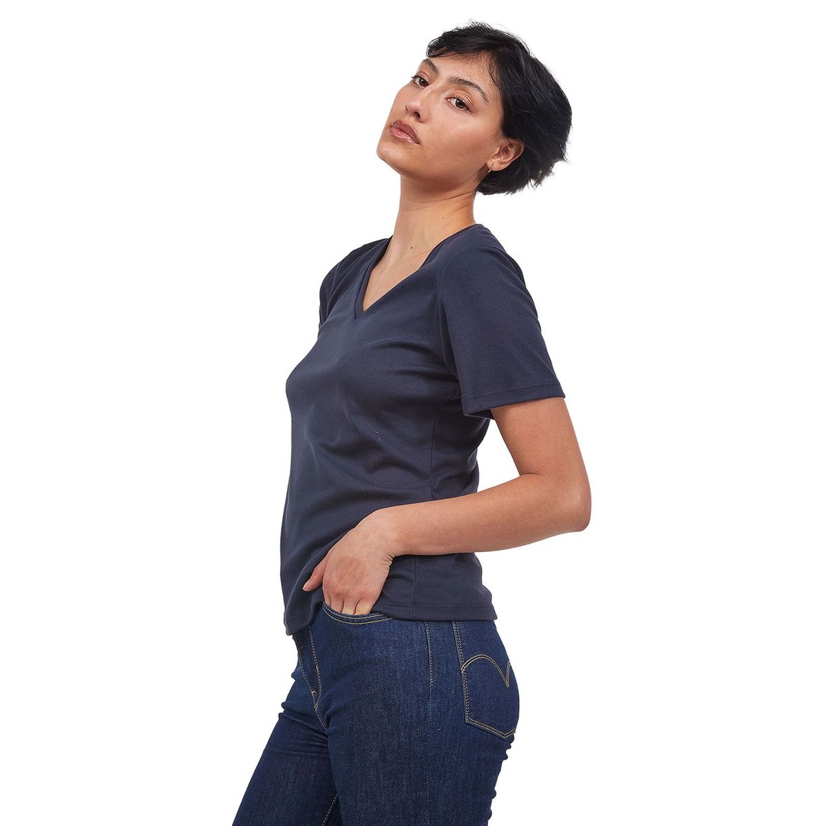 SANTANA - Camiseta Básica Mujer Isabella Santana Azul Oscuro