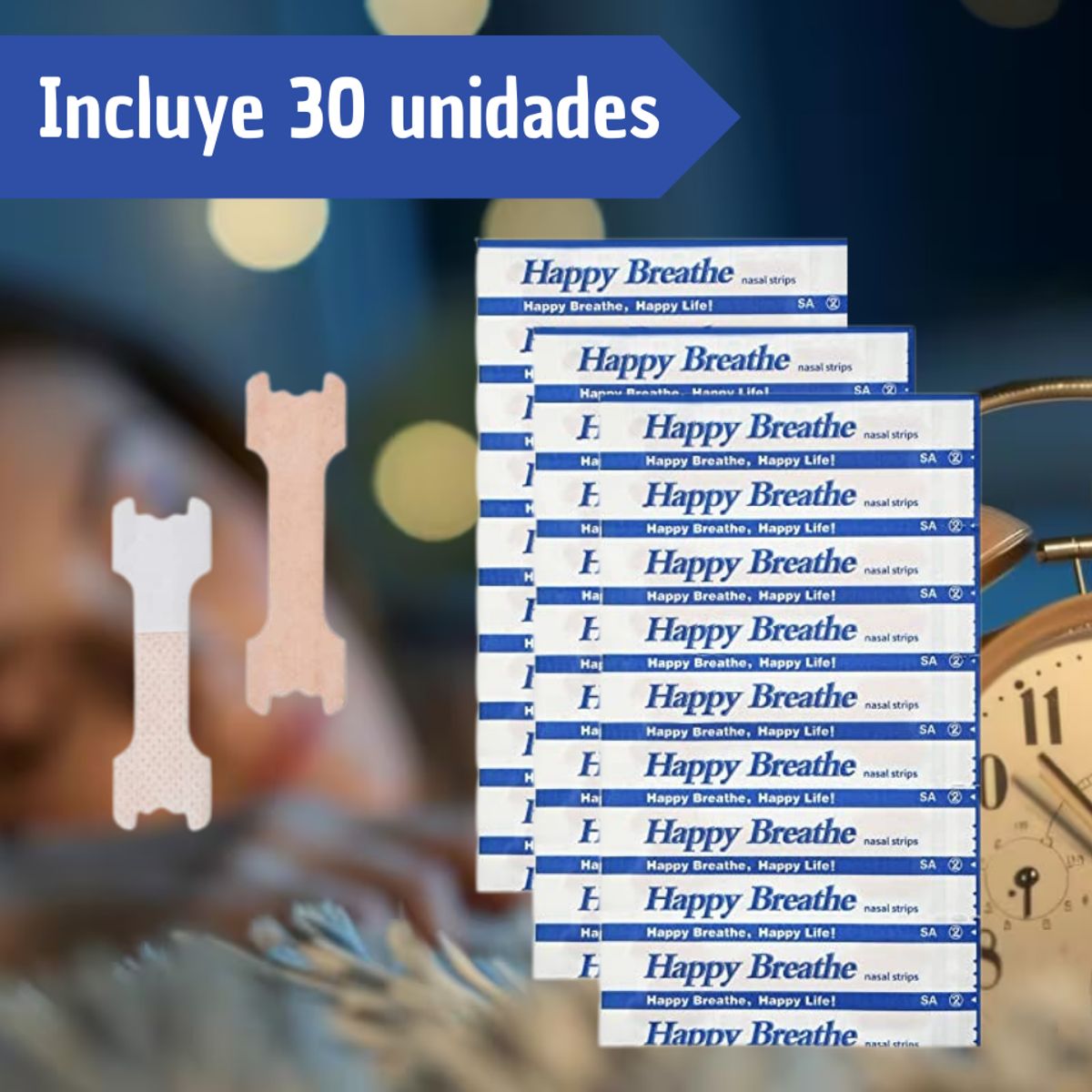 GENERICO - Tiras Nasales Nasal Strips Anti Ronquido Respirar Mejor X30