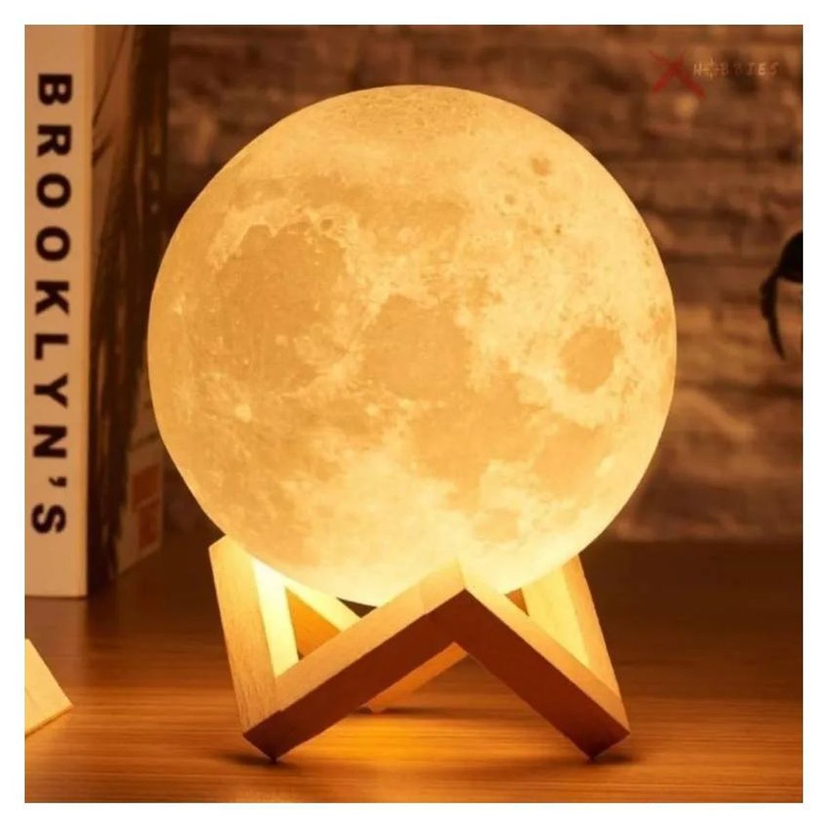 NOVA - Lámpara luna con control luz led colores recargable con base