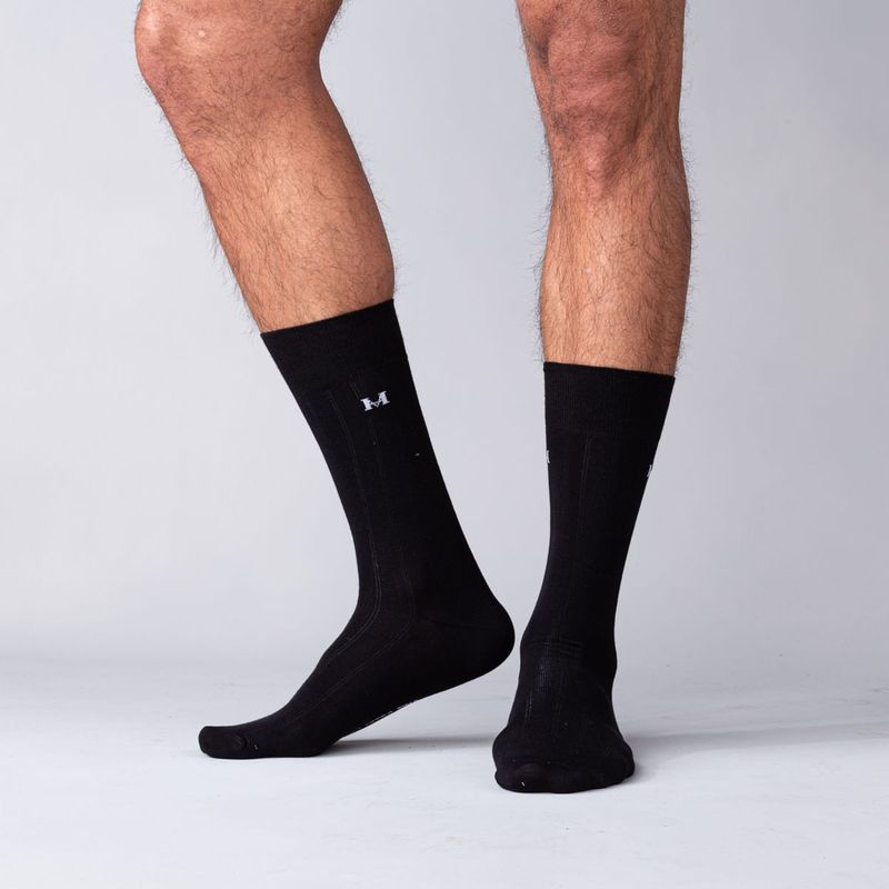 MARIO HERNANDEZ - Medias Acanaladas Extrafina Negro MH Socks