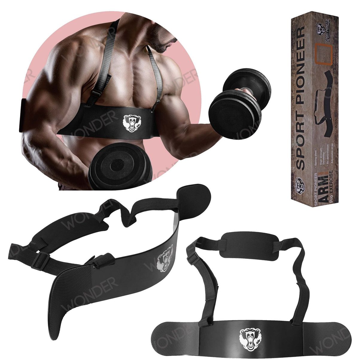SPORT FITNESS - ARM BLASTER SOPORTE BASE PARA BICEPS MANCUERNAS BARRAS