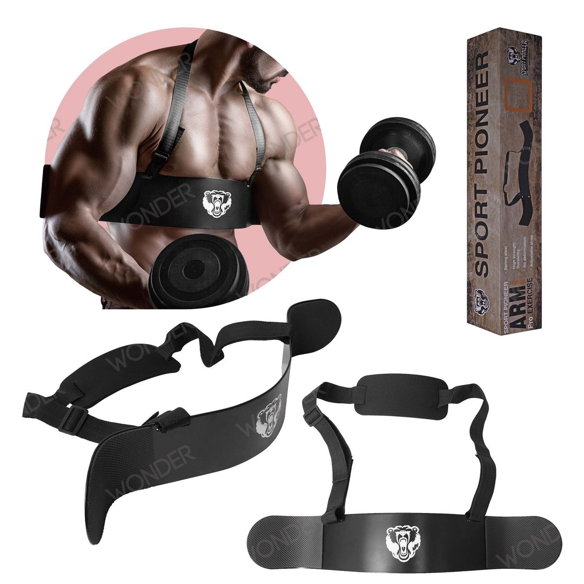 SPORT FITNESS - ARM BLASTER SOPORTE BASE PARA BICEPS MANCUERNAS BARRAS