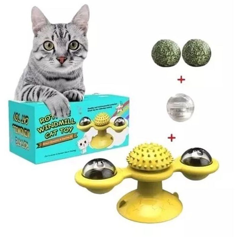 GENERICO - Juguete giratorio para gato con luz y yerba gater