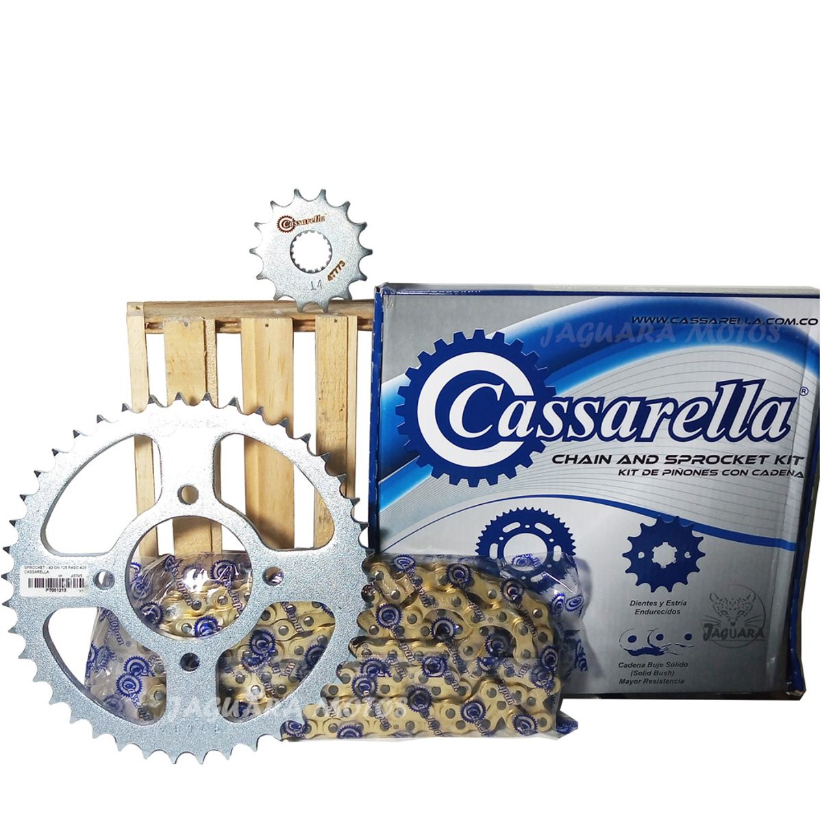 GENERICO - kit arrastre Gs 125 / Gn 125 cadena dorada cassarella