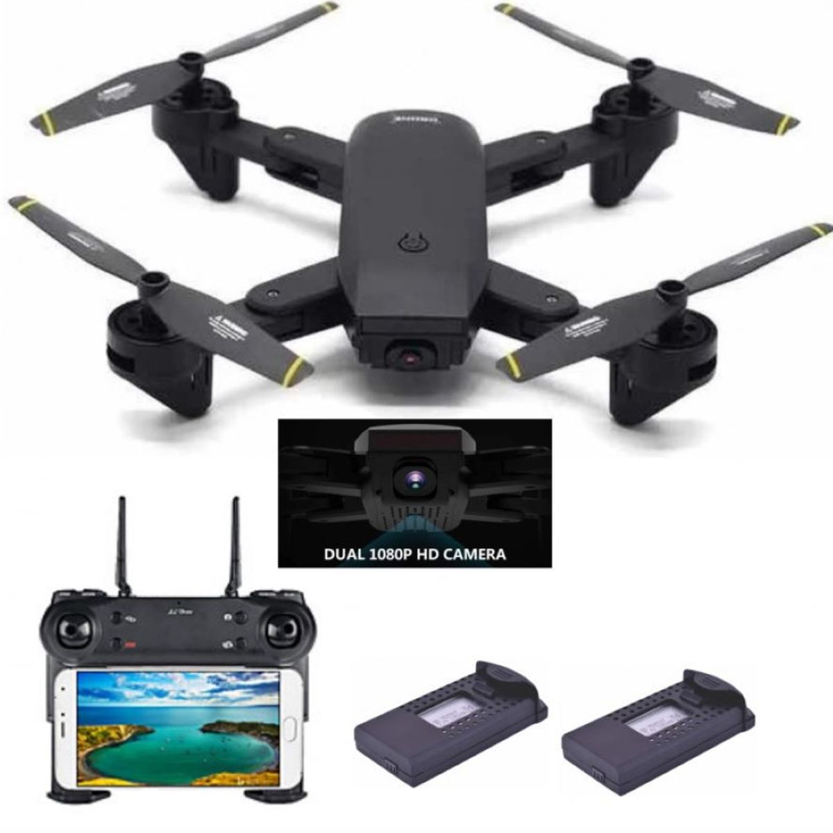 ZHOPI CO - Drone Plegable Doble Camara Wifi Hd Bateria Estuche Dm107s