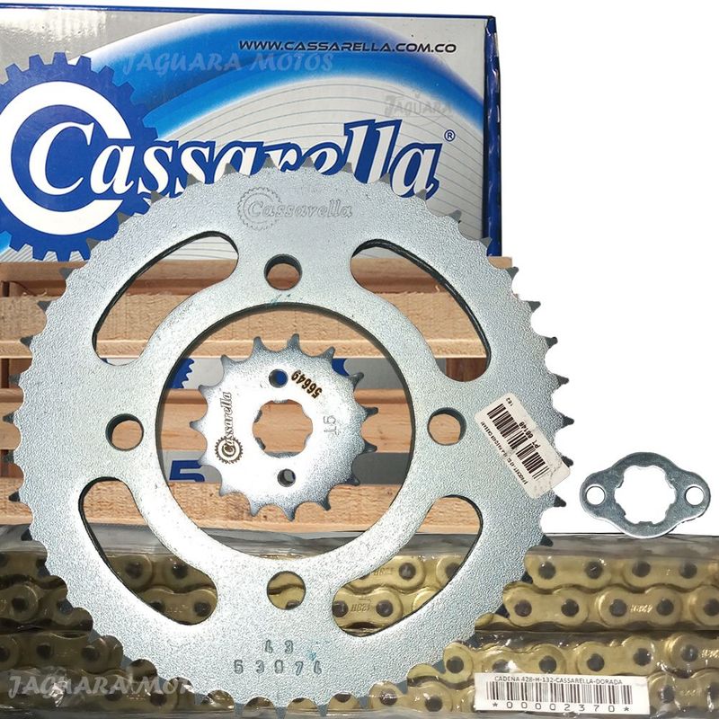 GENERICO - kit arrastre Suzuki Gz 150 cadena dorada cassarella