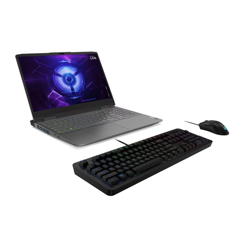 LENOVO - Portátil + Combo teclado Lenovo LOQ Intel i5 15,6" FHD RAM 8GB SSD 512GB RTX 2050 4GB Win 11 Gris