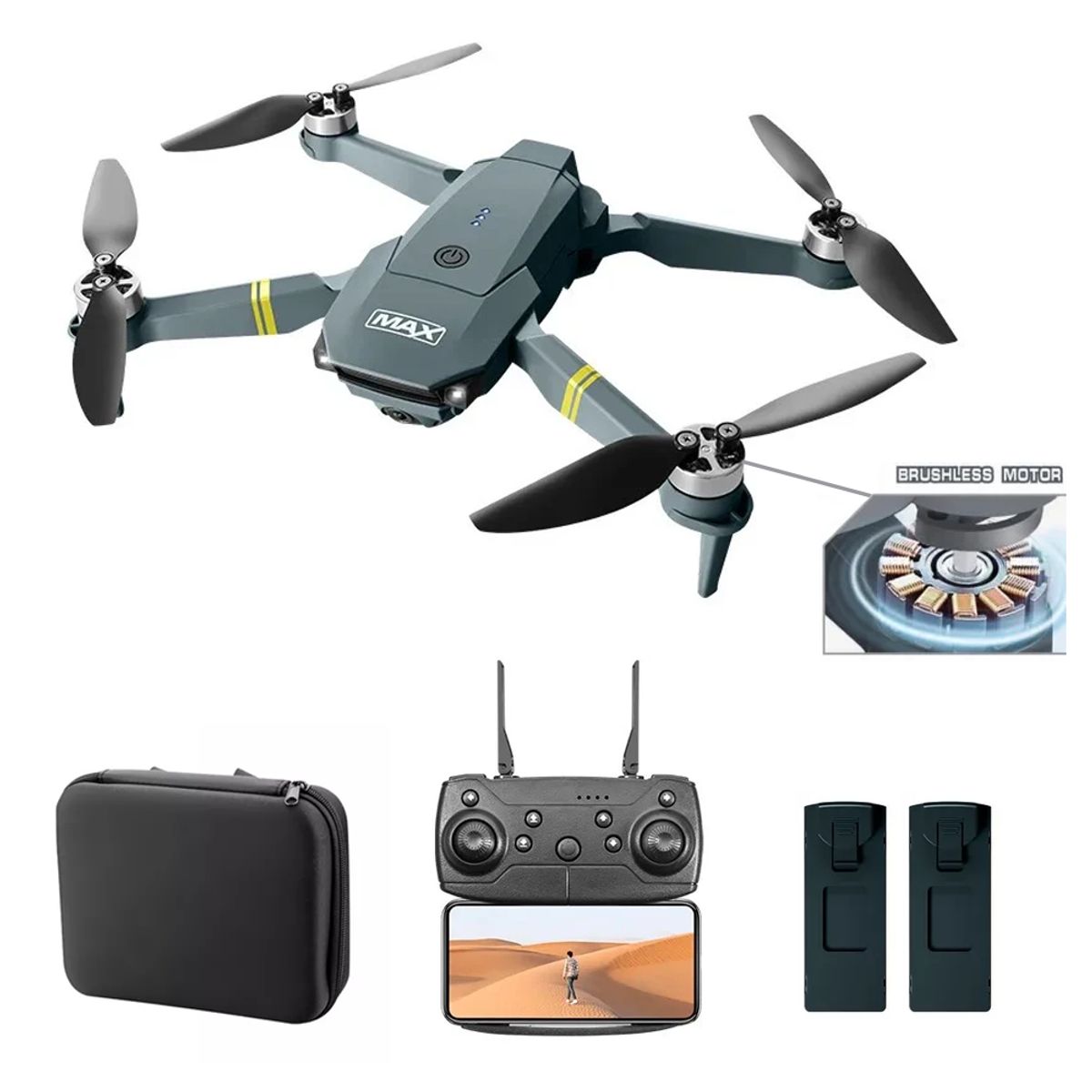 BABY ON - Drone 998 max Motor Brusless Doble Camara 2 Baterias Estuche Portatil
