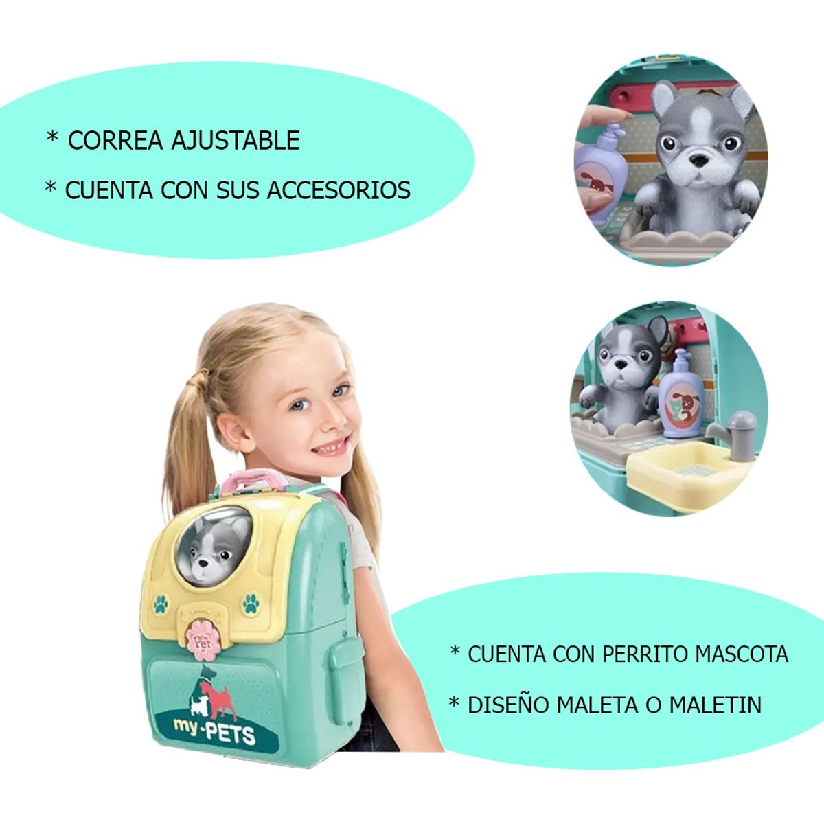 LANZURY IMPORTACIONES - Juguete Kit Mascota Set Veterinaria Cuidado Maleta VERDE-