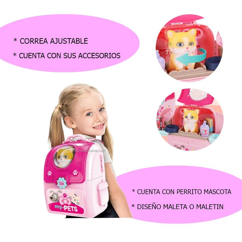 GENERICO - Juguete Kit Mascota Set Veterinaria Cuidado Maleta ROSA