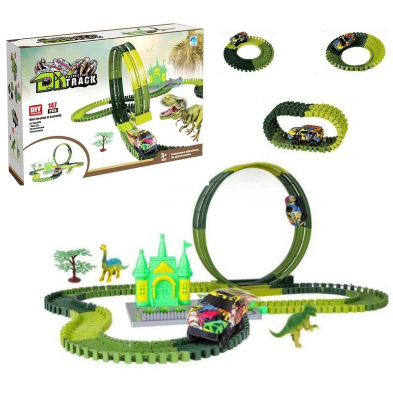 GENERICO - Pista Carro Set Armable Juguete Multiforma Dinosaurios Niños