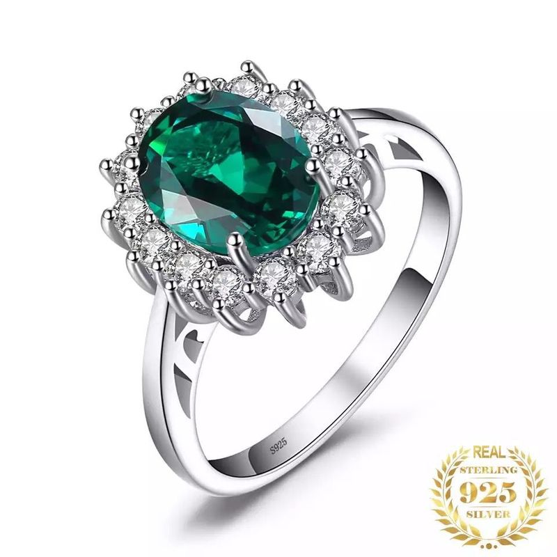 GENERAL - Anillo De Compromiso,Pareja,Novia En Plata 925 Original Esmeralda Rusa