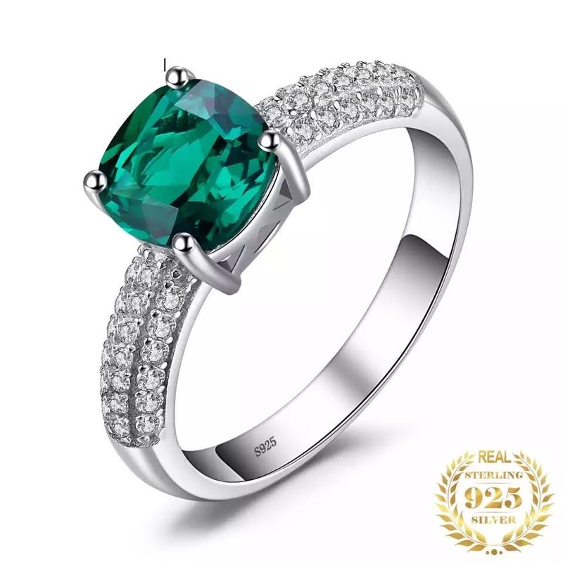 GENERAL - Anillo De Compromiso,Pareja,Novia En Plata 925 Original Esmeralda Rusa