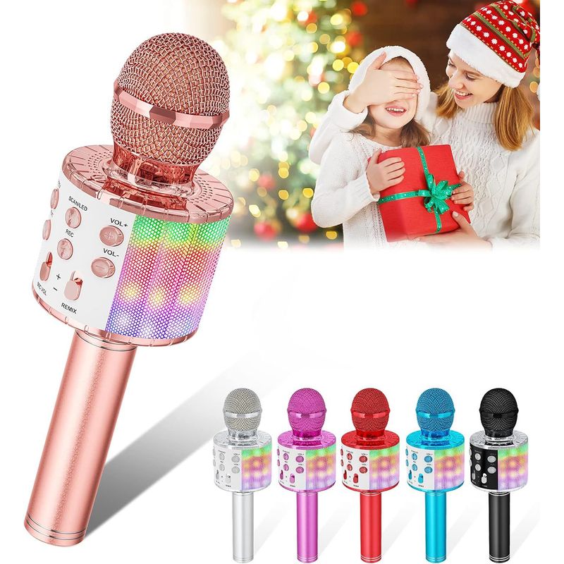 GENERICO - Micrófono Inalámbrico Karaoke Bluetooth Niños y Adultos con luces LED