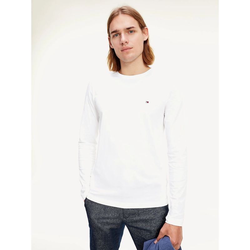 TOMMY HILFIGER - Camiseta blanca de manga larga con corte extra slim Tommy Hilfiger