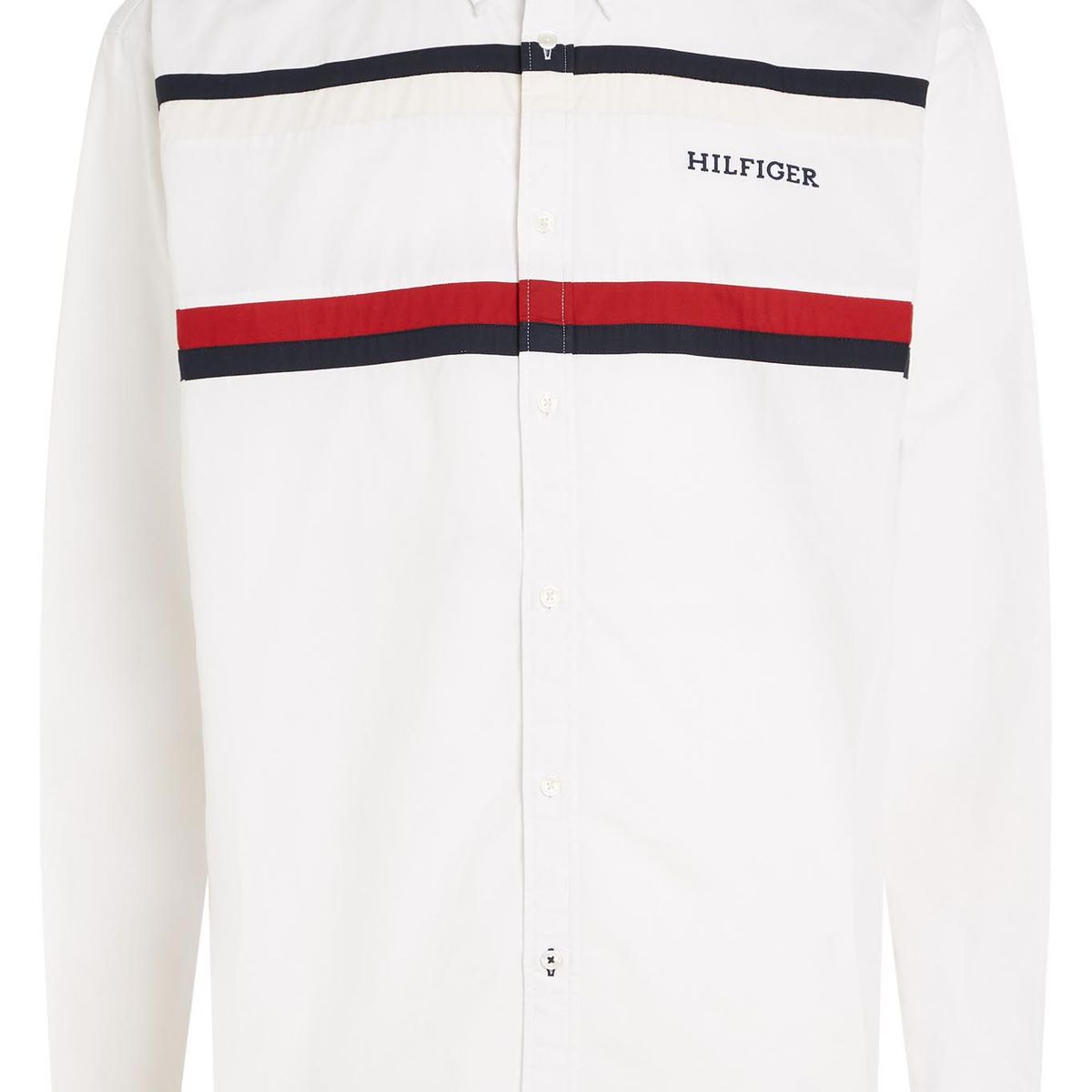 TOMMY HILFIGER - Camisa Manga Larga De Algodón Hombre Blanco Tommy Hilfiger