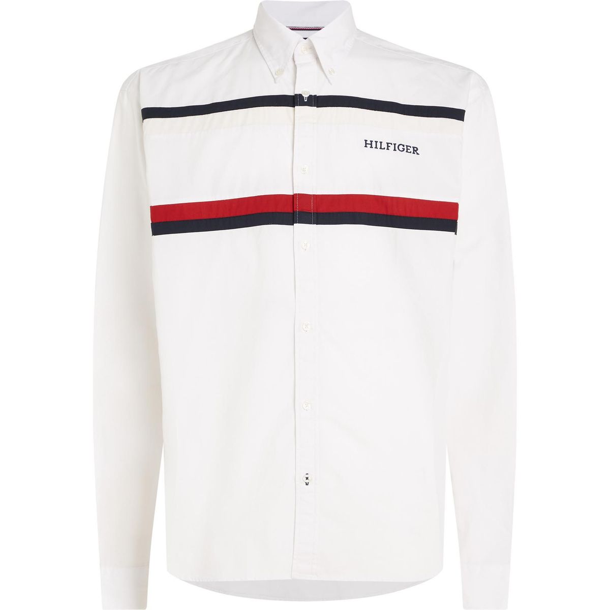 TOMMY HILFIGER - Camisa Manga Larga De Algodón Hombre Blanco Tommy Hilfiger