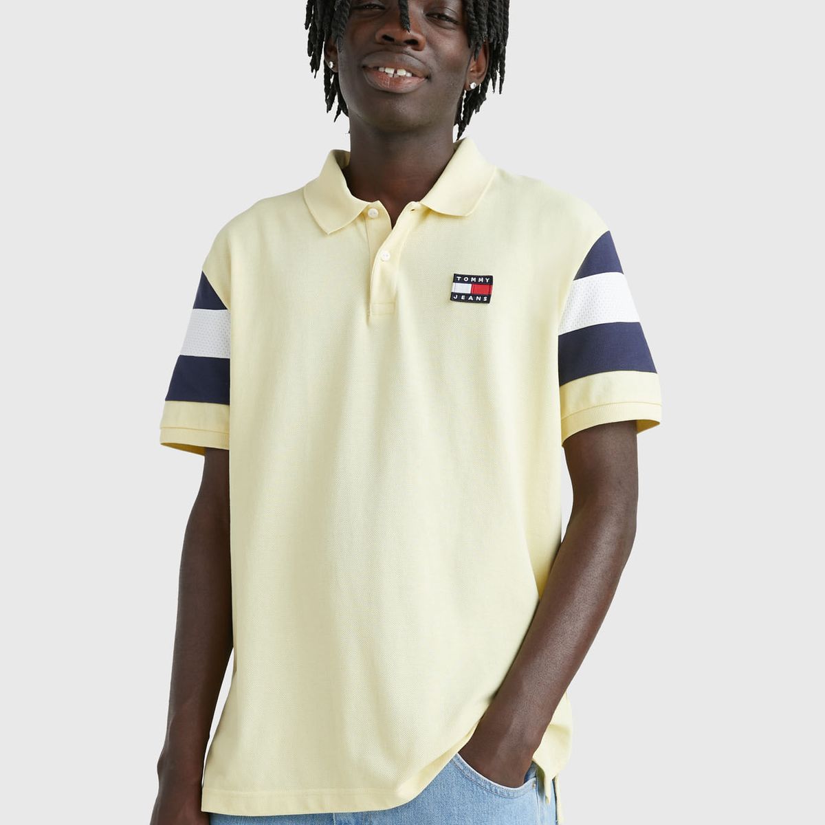 TOMMY HILFIGER - Polo De Mangas Con Rayas Y Corte Amplio Hombre Amarillo Tommy Jeans