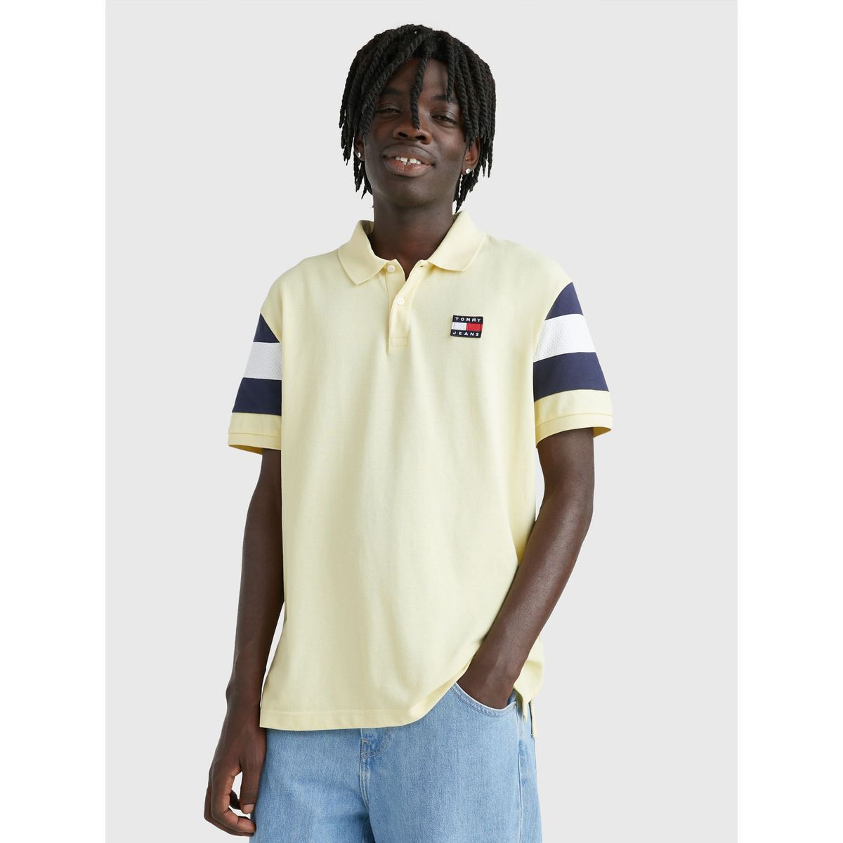 TOMMY HILFIGER - Polo De Mangas Con Rayas Y Corte Amplio Hombre Amarillo Tommy Jeans