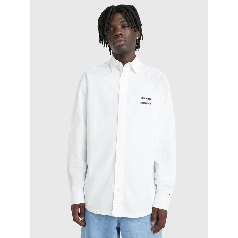 TOMMY HILFIGER - Camisa College De Corte Oversize Hombre Blanco Tommy Jeans