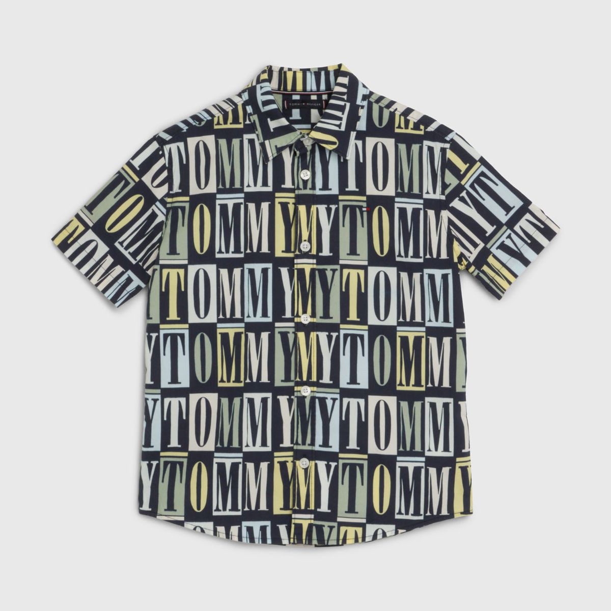 TOMMY HILFIGER - Camisa De Manga Corta Con Motivo De Letras Niño Azul Tommy Hilfiger