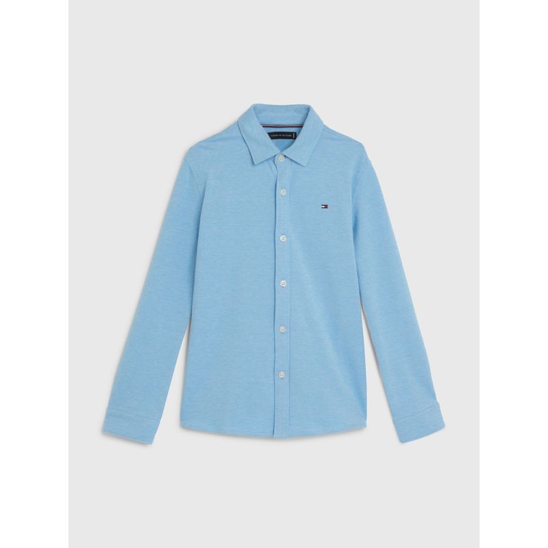 TOMMY HILFIGER - Camisa Essential De Piqué Con Logo Bordado Niño Celeste Tommy Hilfiger