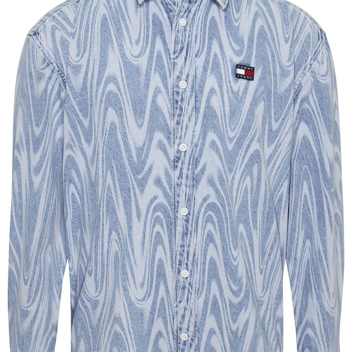 TOMMY HILFIGER - Camisa Jeans De Remolinos Y Corte Informal Hombre Azul Tommy Jeans