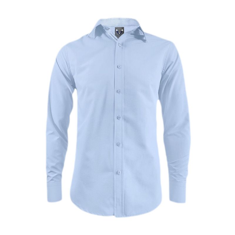 SON DOS - Camisa azul también en tallas grandes manga larga hombre