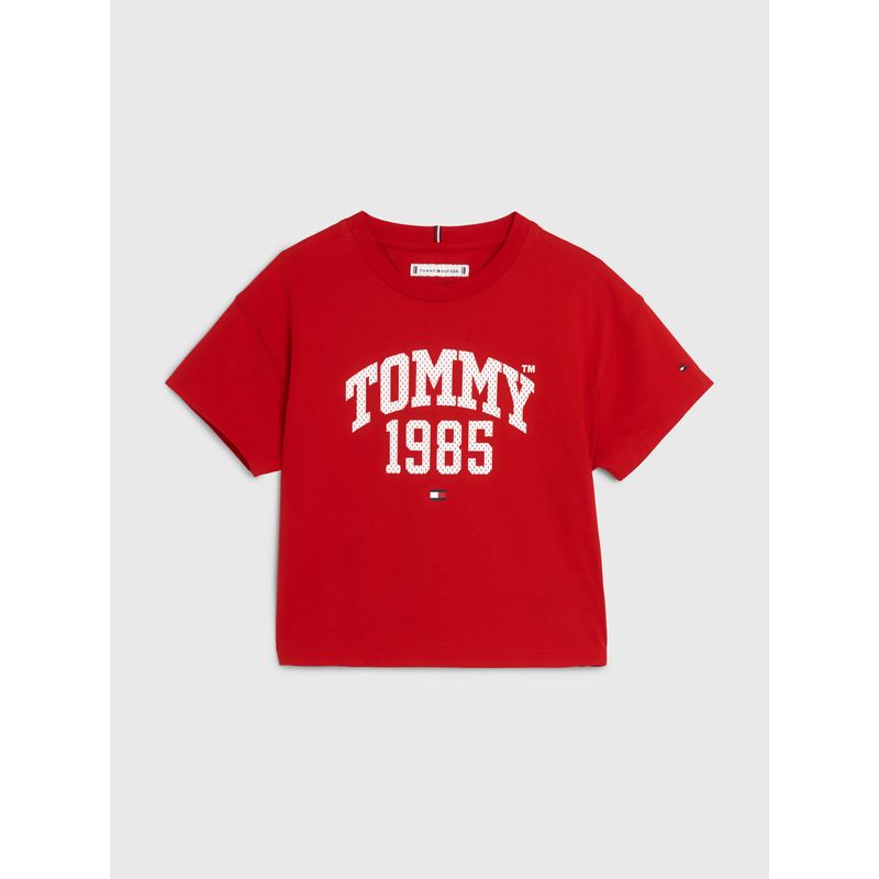 TOMMY HILFIGER - Camiseta Con Logo Universitario Niña Rojo Tommy Hilfiger