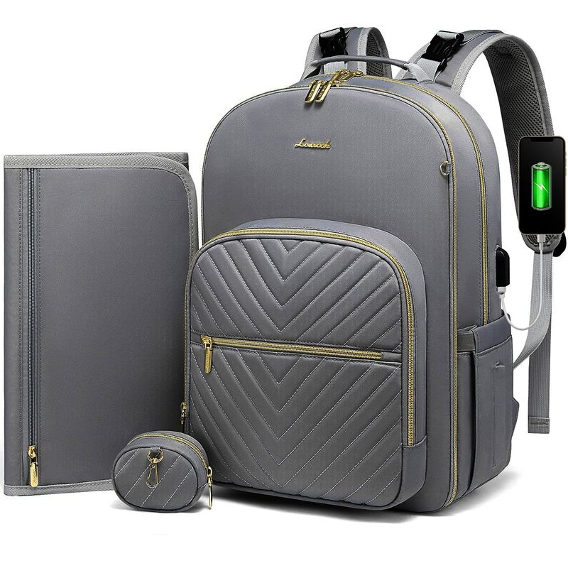 GENERICO - Pañalera Morral para Bebe Multiusos Premium USB - Gris Plata