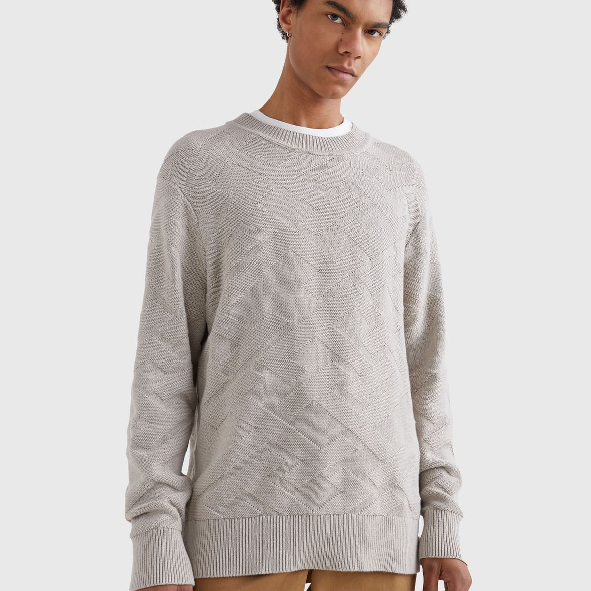 TOMMY HILFIGER - Saco Amplio De Punto Con Monogramas Th Hombre Gris Tommy Hilfiger