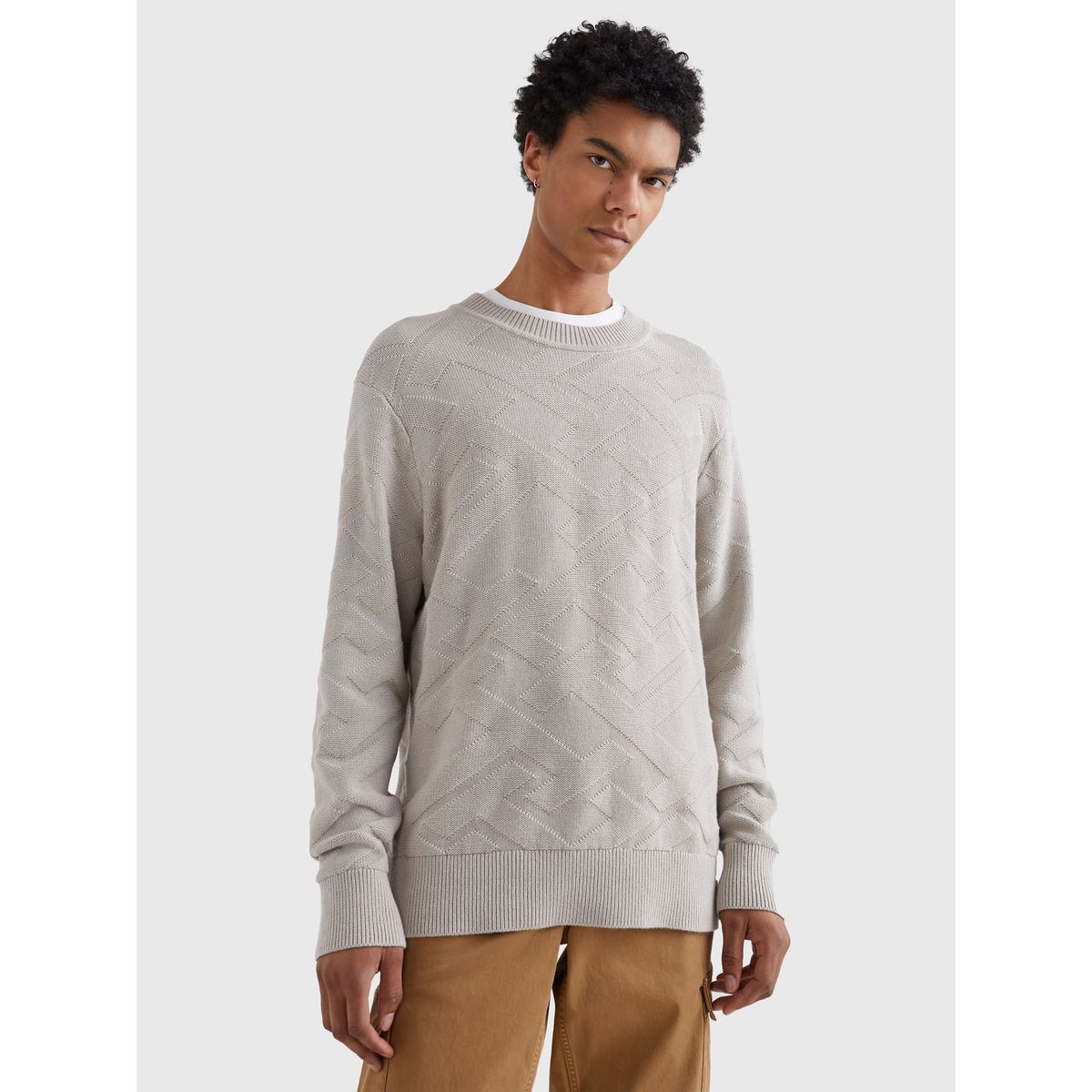 TOMMY HILFIGER - Saco Amplio De Punto Con Monogramas Th Hombre Gris Tommy Hilfiger