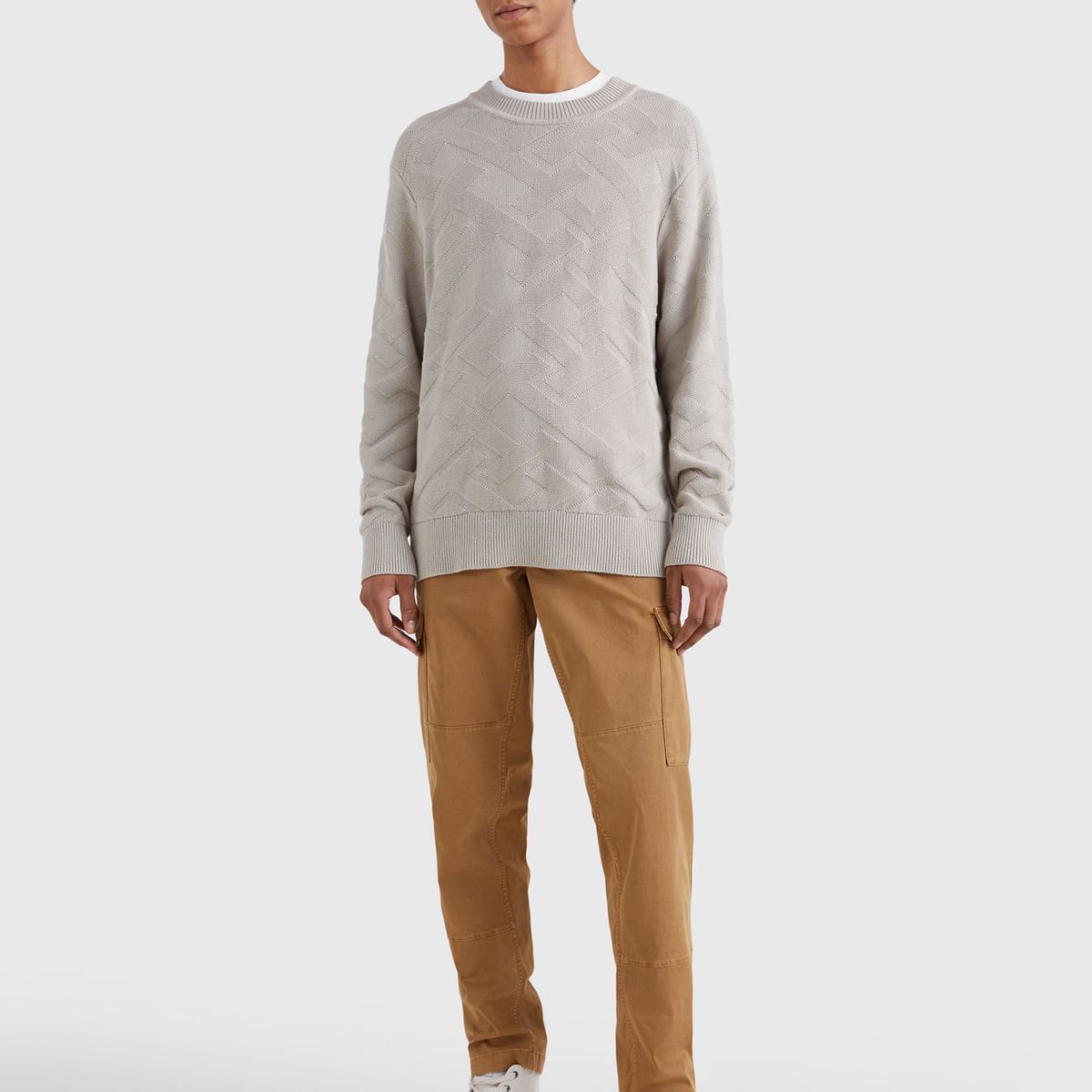 TOMMY HILFIGER - Saco Amplio De Punto Con Monogramas Th Hombre Gris Tommy Hilfiger