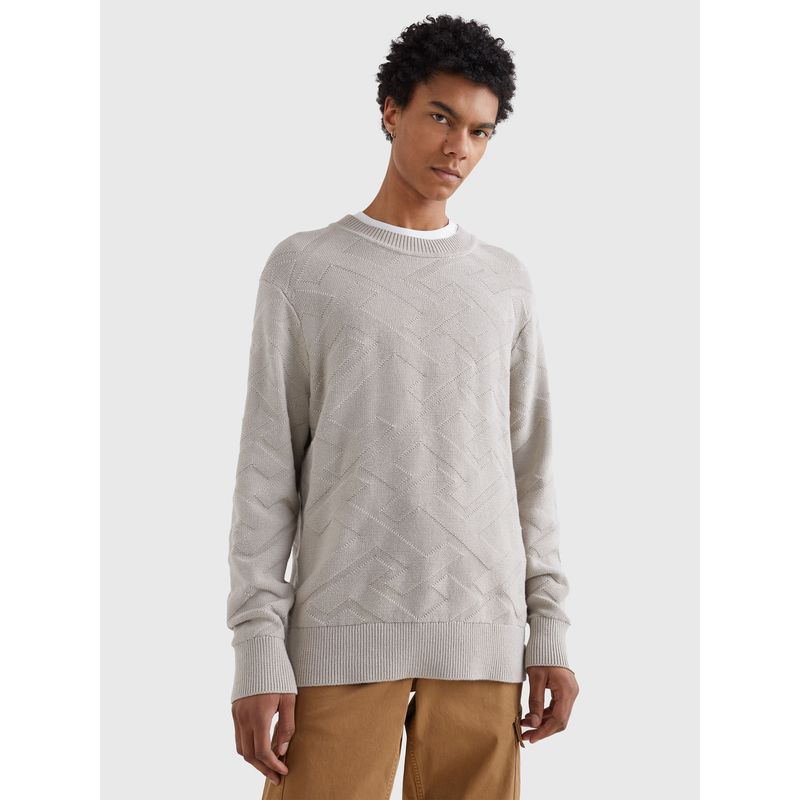 TOMMY HILFIGER - Saco Amplio De Punto Con Monogramas Th Hombre Gris Tommy Hilfiger