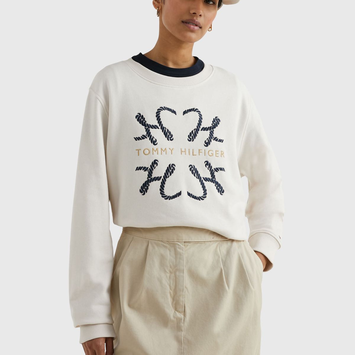 TOMMY HILFIGER - Saco Blanco Modern Con Logo De Cuerda Para Mujer Tommy Hilfiger