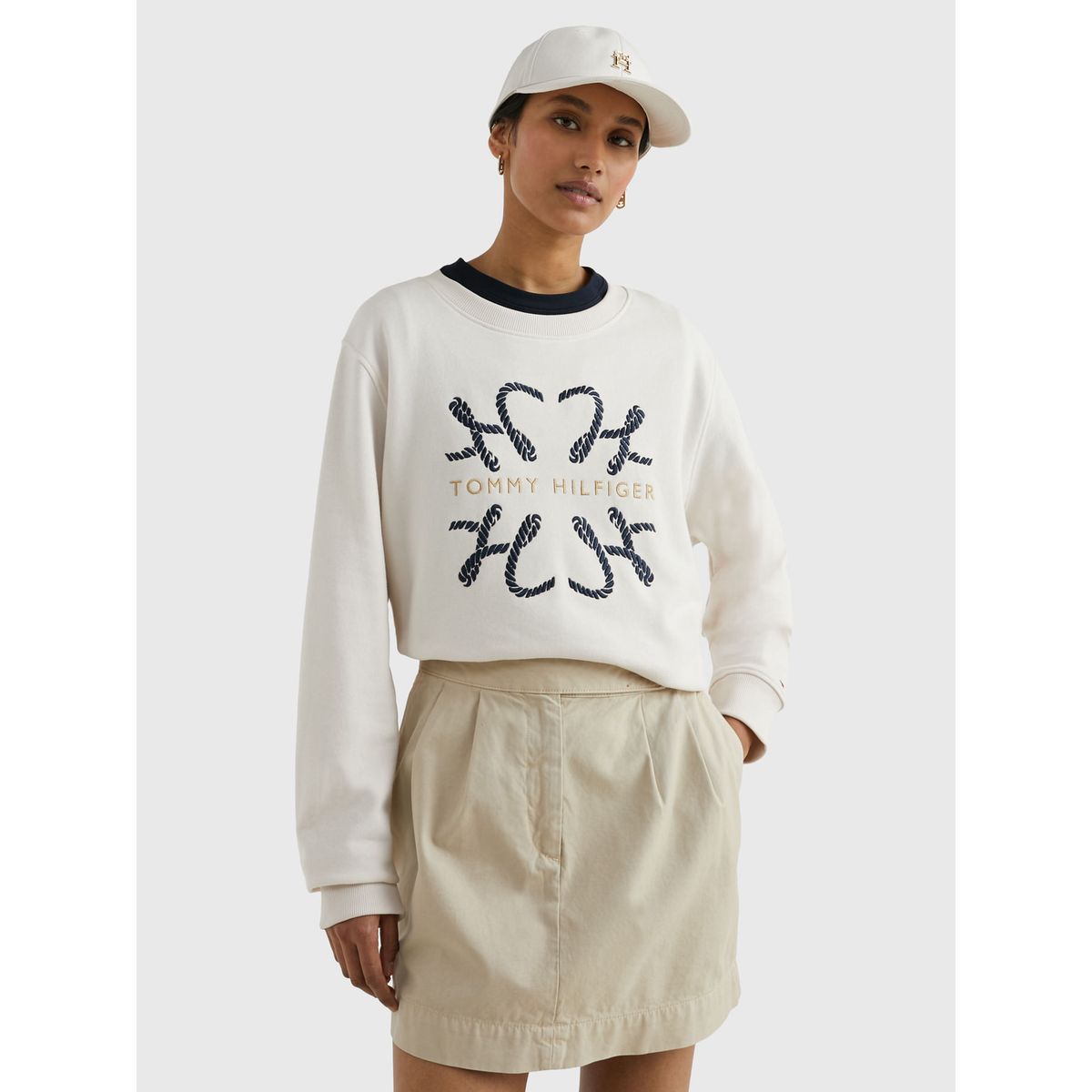 TOMMY HILFIGER - Saco Blanco Modern Con Logo De Cuerda Para Mujer Tommy Hilfiger