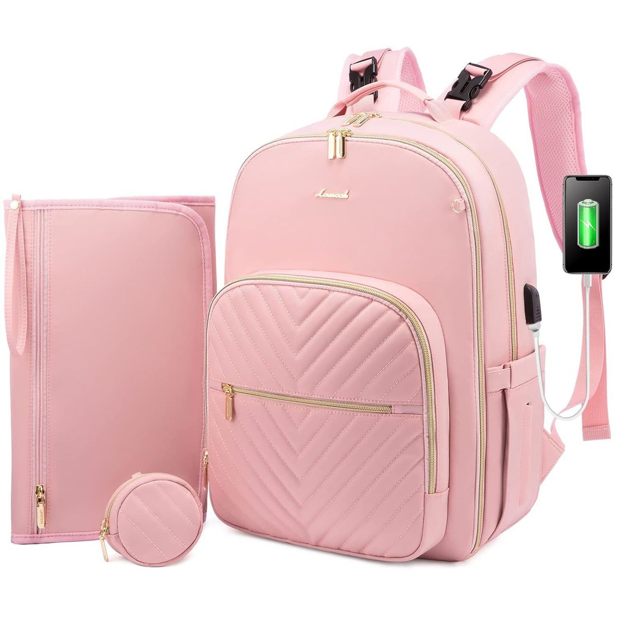 JON DI GROUP SAS - Pañalera Morral Bebe Multiusos Premium USB - Rosado