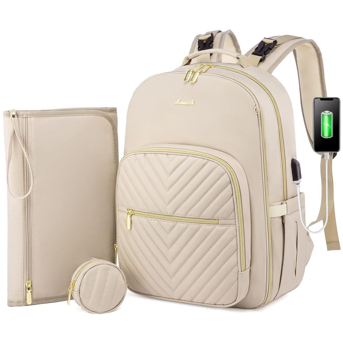 JON DI GROUP SAS - Pañalera Morral Multiusos Para Bebe Premium USB - Beis