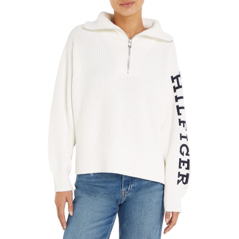 TOMMY HILFIGER - Saco De Corte Amplio Con Media Cierre Mujer Blanco Tommy Hilfiger