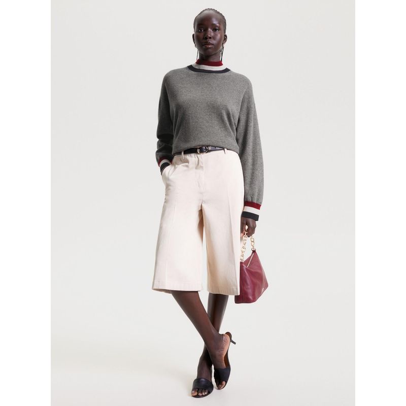 TOMMY HILFIGER - Saco Global Stripe De Corte Amplio Mujer Gris Tommy Hilfiger