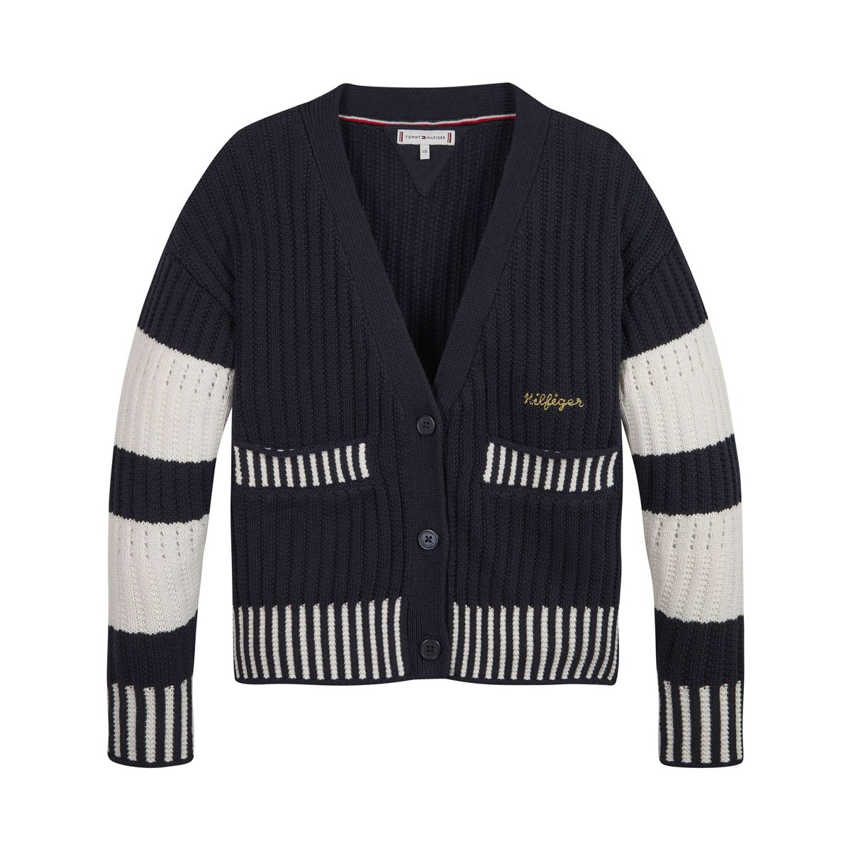 TOMMY HILFIGER - Saco Azul De Rayas Con Logo Para Niña Tommy Hilfiger