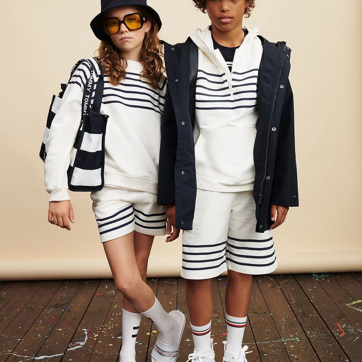 TOMMY HILFIGER - Saco Con Rayas Marineras Y Logo Niña Blanco Tommy Hilfiger