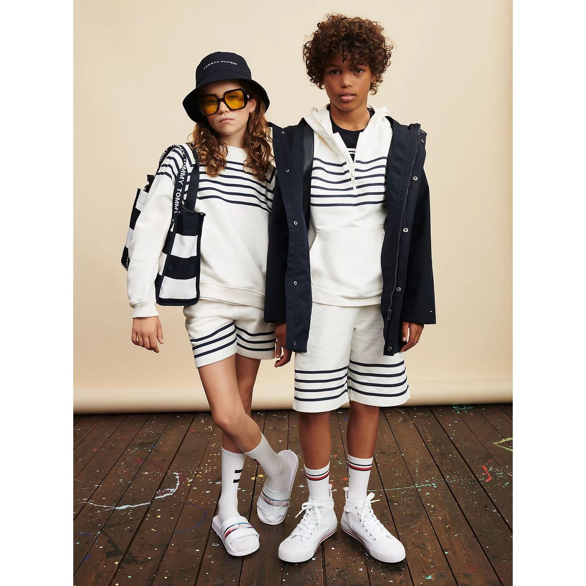 TOMMY HILFIGER - Saco Con Rayas Marineras Y Logo Niña Blanco Tommy Hilfiger