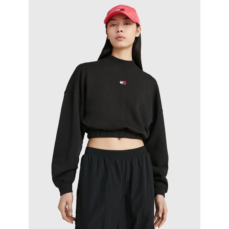TOMMY HILFIGER - Saco Holgada De Corte Cropped Con Escudo Mujer Negro Tommy Jeans