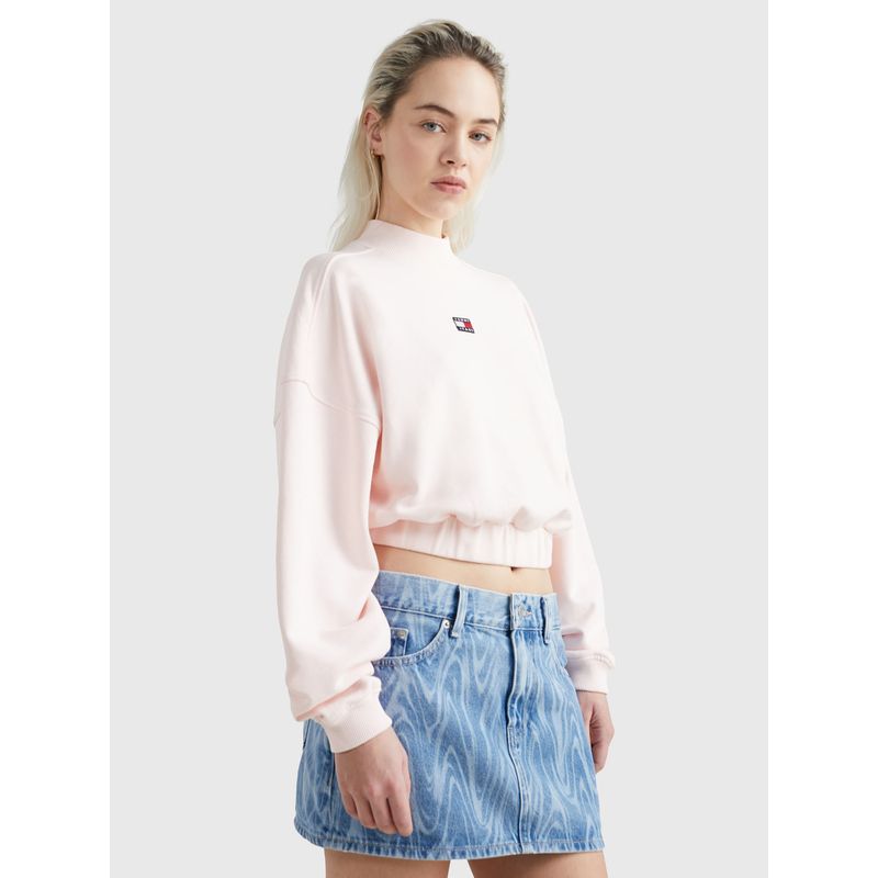 TOMMY HILFIGER - Saco Holgada De Corte Cropped Con Escudo Mujer Rosa Tommy Jeans