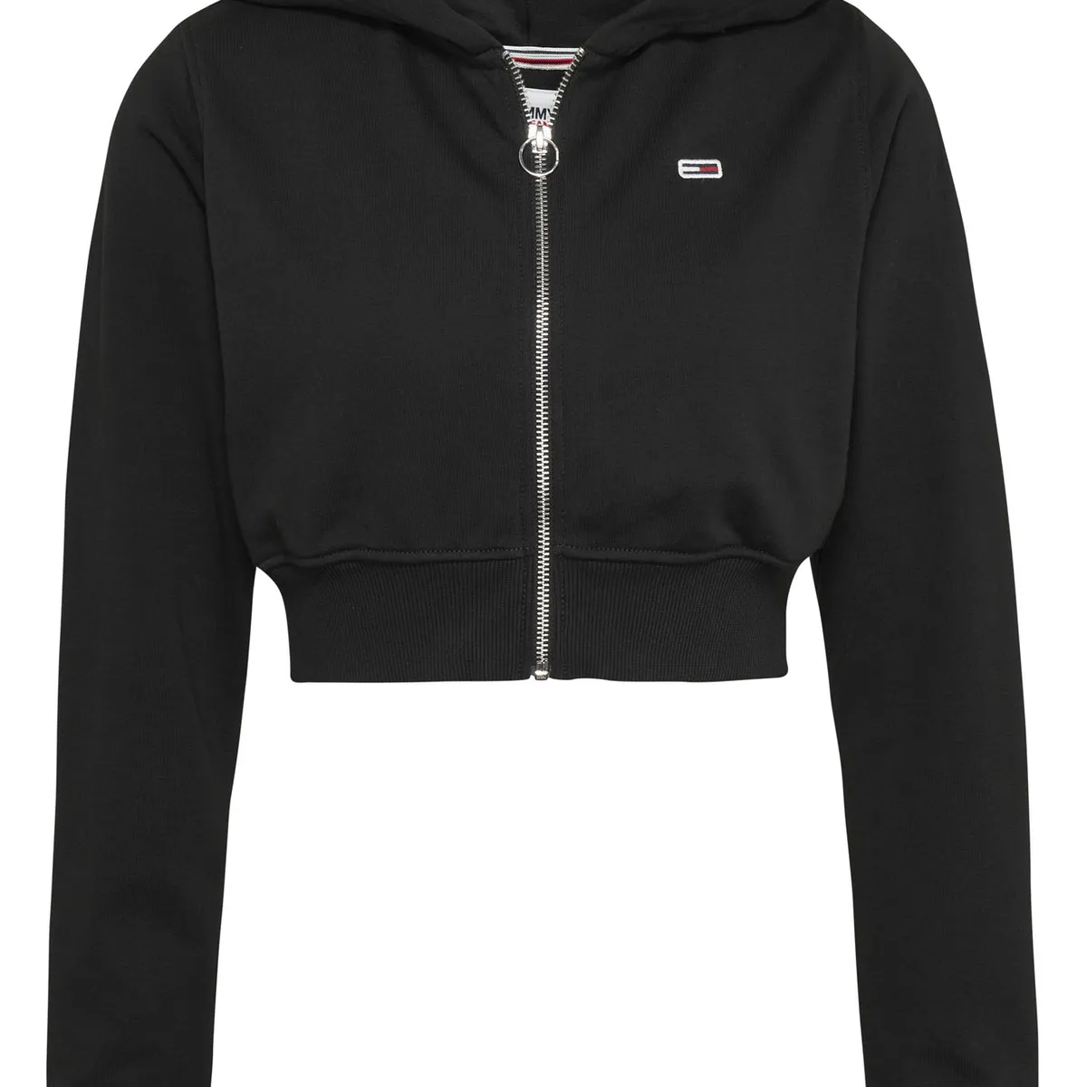 TOMMY HILFIGER - Saco Con Gorro Cropped Con Estampado Del Logo Mujer Negro Tommy Jeans