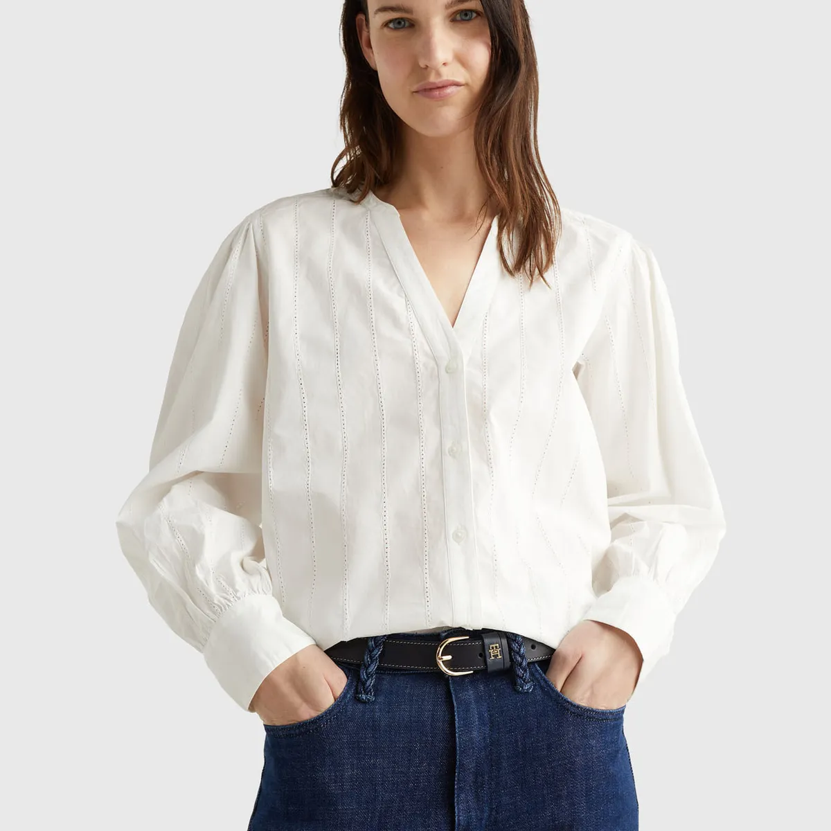 TOMMY HILFIGER - Blusa Con Cuello V Para Mujer Tommy Hilfiger