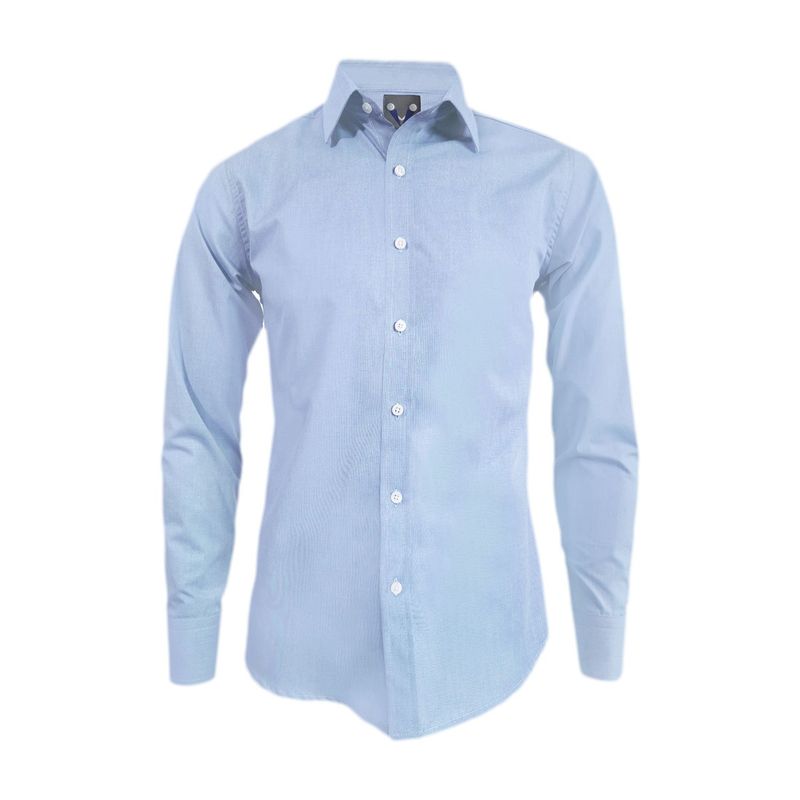 SON DOS - Camisa azul claro en algodón manga larga slim para hombre